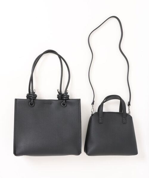 Jewelna Rose(ジュエルナローズ)の「2点セット ノットハンドルトート 16372(トートバッグ・レディース・ブラック/ライトベージュ/ダークブラウン・FREE)」の4枚目の写真