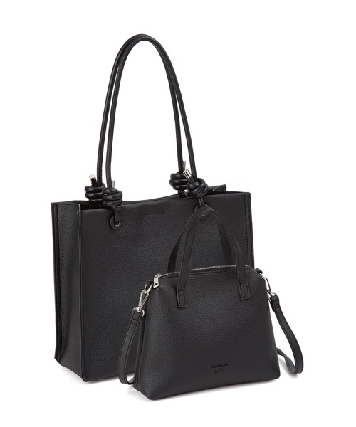 Jewelna Rose(ジュエルナローズ)の「2点セット ノットハンドルトート 16372(トートバッグ・レディース・ブラック/ライトベージュ/ダークブラウン・FREE)」の1枚目の写真