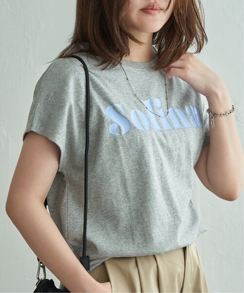 VENCEEXCHANGE(ヴァンスエクスチェンジ)の「フレンチロゴTシャツ(Tシャツ/カットソー・レディース・オフホワイト/杢グレー・FREE)」の2枚目の写真
