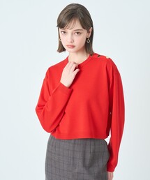 ショルダー釦クルーネック プルオーバー