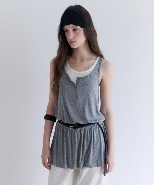 ROLAROLA(ロラロラ)の「JERSEY BALLOON LAYERED ONE PIECE GRAY(ワンピース・レディース・グレー・FREE)」の1枚目の写真