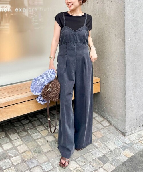 Rie Miller(リエミラー)の「【RM denim】デニムオールインワン(つなぎ/オールインワン・レディース・インディゴブルー/ブラック・M)」の5枚目の写真