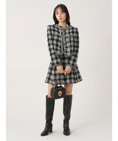 SNIDEL(スナイデル)の「【セットアップ対応】レースディティールツイードジャケット(ノーカラージャケット・レディース・ブラック/ホワイト/マルチ・0/1)」の15枚目の写真