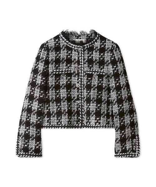 SNIDEL(スナイデル)の「【セットアップ対応】レースディティールツイードジャケット(ノーカラージャケット・レディース・ブラック/ホワイト/マルチ・0/1)」の19枚目の写真