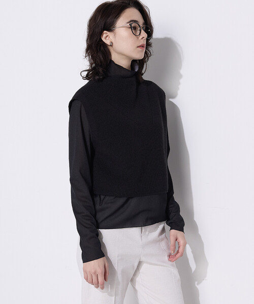 COMME CA(コムサ)の「〔 TALLサイズ 〕 コットンポリエステルリリヤーン 前後切り替えベスト(ニット/セーター・レディース・ネイビー/オフホワイト/ブラック・15号)」の12枚目の写真