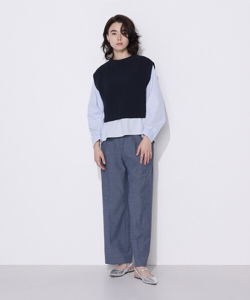 COMME CA(コムサ)の「〔 TALLサイズ 〕 コットンポリエステルリリヤーン 前後切り替えベスト(ニット/セーター・レディース・ネイビー/オフホワイト/ブラック・15号)」の16枚目の写真