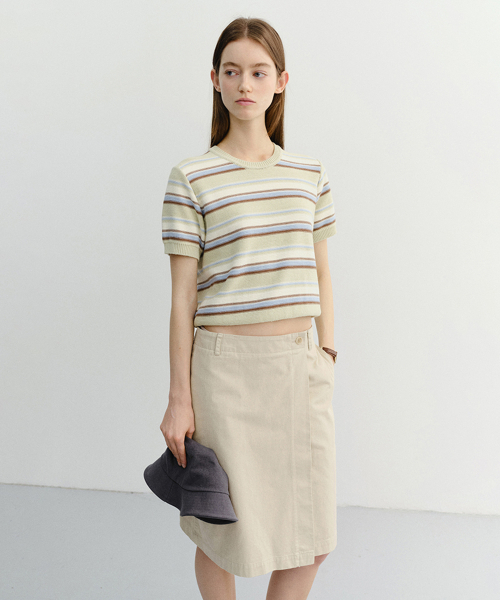 DUNST(ダンスト)の「UNISEX STRIPED CREWNECK KNIT_UDSW6B129_MINT / CREAM(ニット/セーター・レディース・アイボリー・X-SMALL/SMALL/MEDIUM)」の1枚目の写真