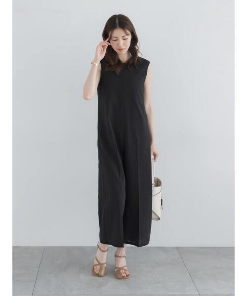 Te chichi(テチチ)の「【高通気】2wayオールインワン(サロペット/オーバーオール・レディース・オフホワイト/ブラック・F)」の2枚目の写真