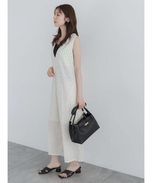 Te chichi(テチチ)の「【高通気】2wayオールインワン(サロペット/オーバーオール・レディース・オフホワイト/ブラック・F)」の6枚目の写真