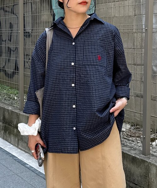 U.S. POLO ASSN.(ユーエスポロアッスン)の「ビッグチェックシャツ(シャツ/ブラウス・レディース・ブラウン/ベージュ/ネイビー/レッド・FREE)」の3枚目の写真