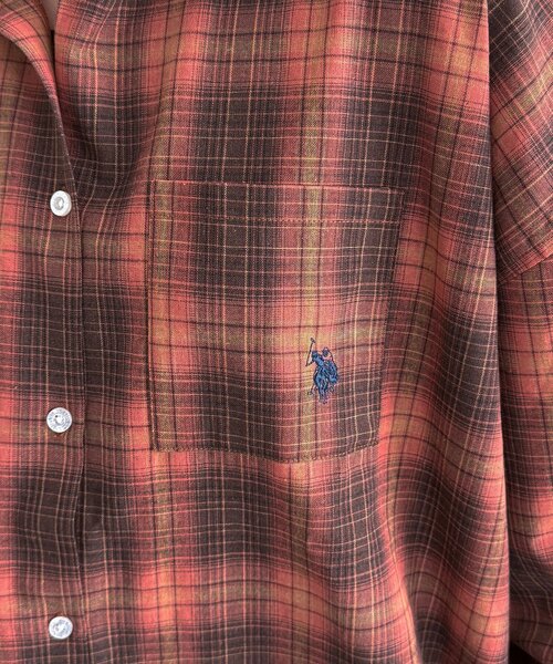 U.S. POLO ASSN.(ユーエスポロアッスン)の「ビッグチェックシャツ(シャツ/ブラウス・レディース・ブラウン/ベージュ/ネイビー/レッド・FREE)」の15枚目の写真