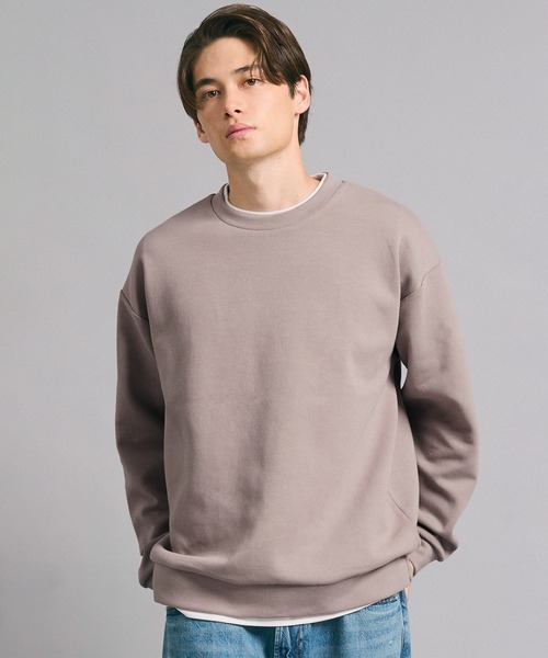 coca(coca)(コカ)の「ソフトスウェットレイヤード風ワイドトレーナー(スウェット・メンズ・グレイッシュベージュ/ダークグリーン/ブラック/ライトグレー・M/L/XL)」の3枚目の写真