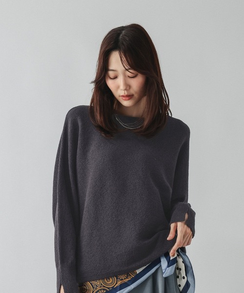 GLOBAL WORK(グローバルワーク)の「ブークレドルマンニットプルオーバー/1051195(ニット/セーター・レディース・グリーン系その他6/チャコールグレー/コーラルピンク・MEDIUM/LARGE)」の6枚目の写真