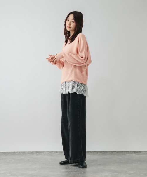 GLOBAL WORK(グローバルワーク)の「ブークレドルマンニットプルオーバー/1051195(ニット/セーター・レディース・グリーン系その他6/チャコールグレー/コーラルピンク・MEDIUM/LARGE)」の13枚目の写真
