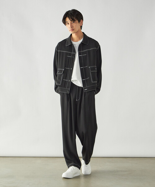 COMME CA ISM(コムサイズム)の「【吸水速乾】コントラストステッチ ショートブルゾン(ブルゾン・メンズ・ブラック・M/L)」の7枚目の写真