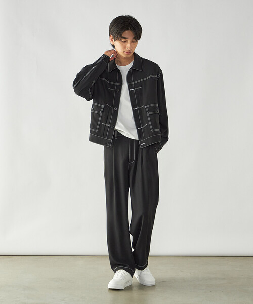 COMME CA ISM(コムサイズム)の「【吸水速乾】コントラストステッチ ショートブルゾン(ブルゾン・メンズ・ブラック・M/L)」の6枚目の写真