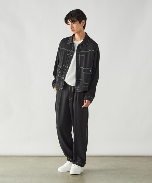 COMME CA ISM(コムサイズム)の「【吸水速乾】コントラストステッチ ショートブルゾン(ブルゾン・メンズ・ブラック・M/L)」の5枚目の写真