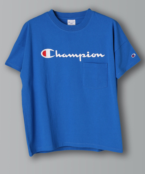 E hyphen world gallery（イーハイフンワールドギャラリー）の「ChampionロゴプリントBigTシャツ（Tシャツ/カットソー・レディース・ブラック/ホワイト/杢グレー/ブルー・FREE）」の4枚目の写真