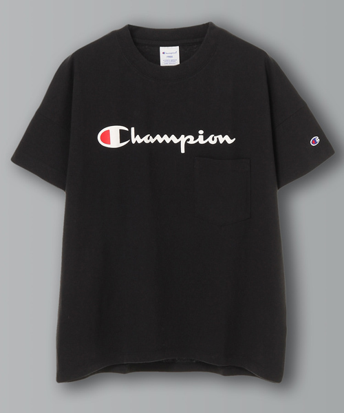 E hyphen world gallery（イーハイフンワールドギャラリー）の「ChampionロゴプリントBigTシャツ（Tシャツ/カットソー・レディース・ブラック/ホワイト/杢グレー/ブルー・FREE）」の2枚目の写真