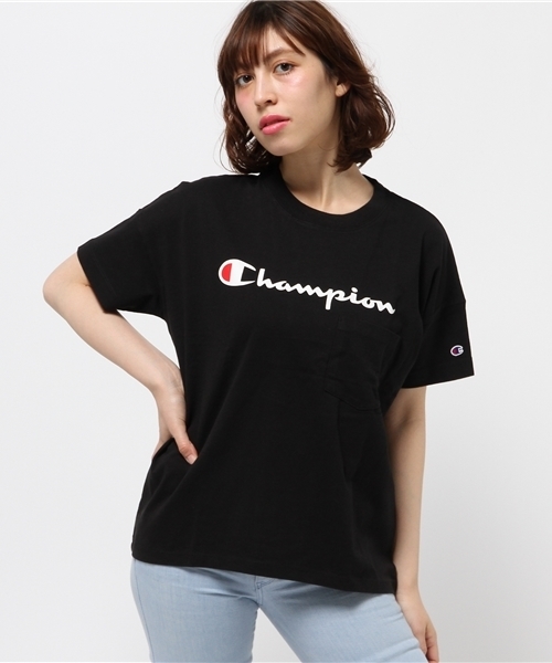 E hyphen world gallery（イーハイフンワールドギャラリー）の「ChampionロゴプリントBigTシャツ（Tシャツ/カットソー・レディース・ブラック/ホワイト/杢グレー/ブルー・FREE）」の17枚目の写真
