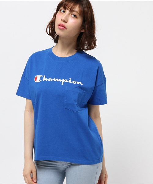 E hyphen world gallery（イーハイフンワールドギャラリー）の「ChampionロゴプリントBigTシャツ（Tシャツ/カットソー・レディース・ブラック/ホワイト/杢グレー/ブルー・FREE）」の15枚目の写真