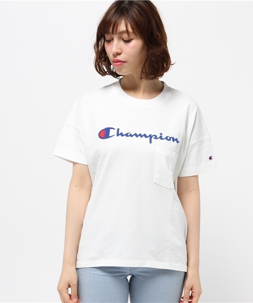 E hyphen world gallery（イーハイフンワールドギャラリー）の「ChampionロゴプリントBigTシャツ（Tシャツ/カットソー・レディース・ブラック/ホワイト/杢グレー/ブルー・FREE）」の13枚目の写真