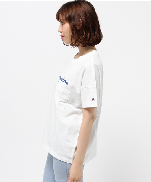 E hyphen world gallery（イーハイフンワールドギャラリー）の「ChampionロゴプリントBigTシャツ（Tシャツ/カットソー・レディース・ブラック/ホワイト/杢グレー/ブルー・FREE）」の12枚目の写真