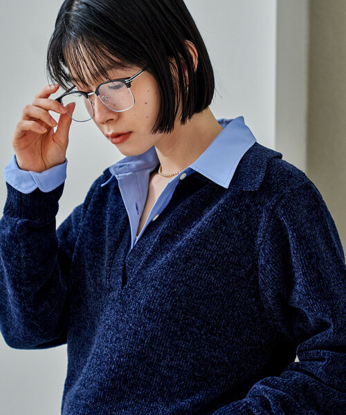 FREAK'S STORE(フリークスストア)の「モール スキッパーニット(ニット/セーター・レディース・ブラウン/オフホワイト/ネイビー・フリ-)」の3枚目の写真