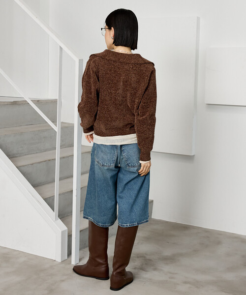 FREAK'S STORE(フリークスストア)の「モール スキッパーニット(ニット/セーター・レディース・ブラウン/オフホワイト/ネイビー・フリ-)」の7枚目の写真