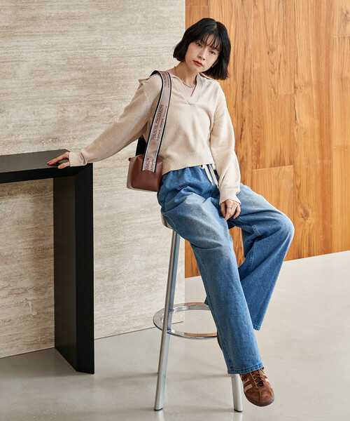 FREAK'S STORE(フリークスストア)の「モール スキッパーニット(ニット/セーター・レディース・ブラウン/オフホワイト/ネイビー・フリ-)」の14枚目の写真