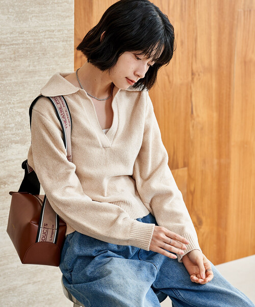 FREAK'S STORE(フリークスストア)の「モール スキッパーニット(ニット/セーター・レディース・ブラウン/オフホワイト/ネイビー・フリ-)」の19枚目の写真
