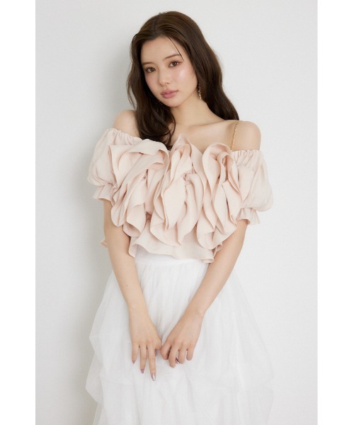 rienda(リエンダ)の「ボリュームフリルブラウス 夏服 秋服(シャツ/ブラウス・レディース・カーキ/ブラウン/ピンク・SMALL/MEDIUM)」の1枚目の写真