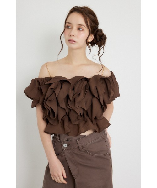 rienda(リエンダ)の「ボリュームフリルブラウス 夏服 秋服(シャツ/ブラウス・レディース・カーキ/ブラウン/ピンク・SMALL/MEDIUM)」の12枚目の写真