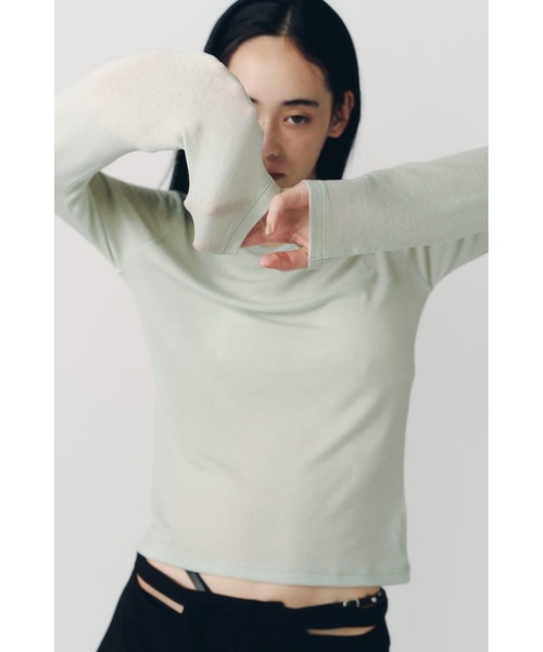Knuth Marf(クヌースマーフ)の「basic fitted pack tee(Tシャツ/カットソー・レディース・ミント/ネイビー/ブラウン/アイボリー・FREE)」の4枚目の写真