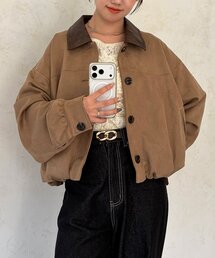 襟合皮Fスエードバルーンブルゾン