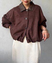 襟合皮Fスエードバルーンブルゾン