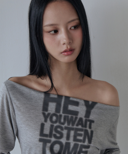 5OML（オーオーエムエル）の「Hey オフショルダーロングスリーブ（メランジグレー）（Tシャツ/カットソー・レディース・グレー・FREE）」の2枚目の写真
