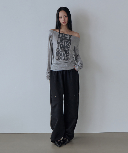 5OML（オーオーエムエル）の「Hey オフショルダーロングスリーブ（メランジグレー）（Tシャツ/カットソー・レディース・グレー・FREE）」の3枚目の写真