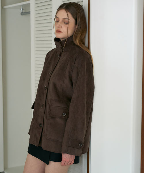 DEHEVE（デヘヴェ）の「Suede High-neck Half Jacket [Cocoa Brown]（その他アウター・レディース・ダークブラウン・OS）」の9枚目の写真