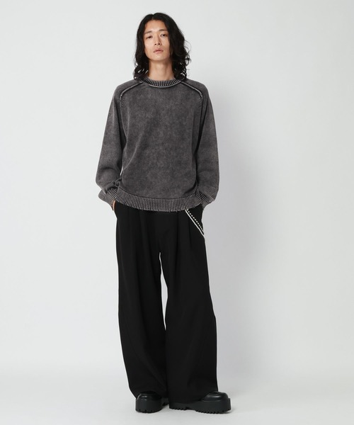 RAGEBLUE(レイジブルー)の「PIGMENT DYED KNIT SWEATER/ピグメント加工ニットプルオーバー(ニット/セーター・メンズ・ネイビー/レッド/グレー・LARGE/MEDIUM)」の5枚目の写真