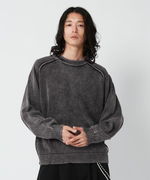 RAGEBLUE(レイジブルー)の「PIGMENT DYED KNIT SWEATER/ピグメント加工ニットプルオーバー(ニット/セーター・メンズ・ネイビー/レッド/グレー・LARGE/MEDIUM)」の8枚目の写真
