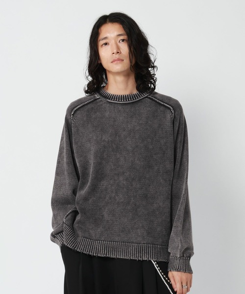 RAGEBLUE(レイジブルー)の「PIGMENT DYED KNIT SWEATER/ピグメント加工ニットプルオーバー(ニット/セーター・メンズ・ネイビー/レッド/グレー・LARGE/MEDIUM)」の10枚目の写真