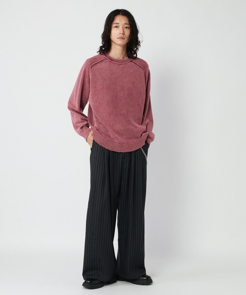 RAGEBLUE(レイジブルー)の「PIGMENT DYED KNIT SWEATER/ピグメント加工ニットプルオーバー(ニット/セーター・メンズ・ネイビー/レッド/グレー・LARGE/MEDIUM)」の12枚目の写真