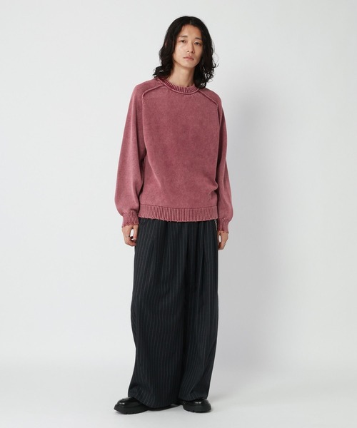 RAGEBLUE(レイジブルー)の「PIGMENT DYED KNIT SWEATER/ピグメント加工ニットプルオーバー(ニット/セーター・メンズ・ネイビー/レッド/グレー・LARGE/MEDIUM)」の14枚目の写真