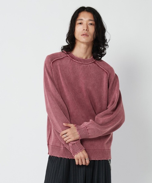 RAGEBLUE(レイジブルー)の「PIGMENT DYED KNIT SWEATER/ピグメント加工ニットプルオーバー(ニット/セーター・メンズ・ネイビー/レッド/グレー・LARGE/MEDIUM)」の16枚目の写真