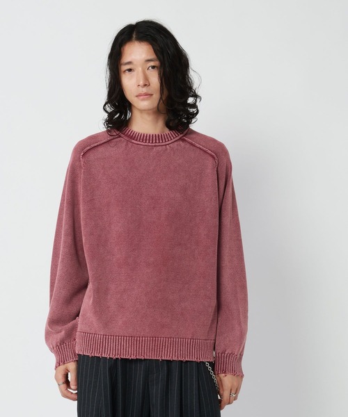 RAGEBLUE(レイジブルー)の「PIGMENT DYED KNIT SWEATER/ピグメント加工ニットプルオーバー(ニット/セーター・メンズ・ネイビー/レッド/グレー・LARGE/MEDIUM)」の19枚目の写真