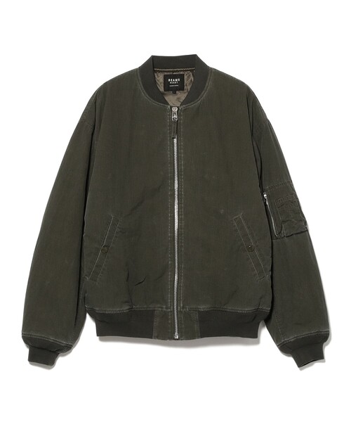 BEAMS HEART（ビームスハート）の「フェード ナイロン MA-1 ブルゾン（ライダースジャケット・メンズ・ブラック/オリーブ・LARGE/SMALL/MEDIUM）」の2枚目の写真