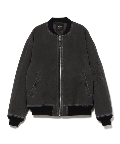 BEAMS HEART（ビームスハート）の「フェード ナイロン MA-1 ブルゾン（ライダースジャケット・メンズ・ブラック/オリーブ・LARGE/SMALL/MEDIUM）」の3枚目の写真