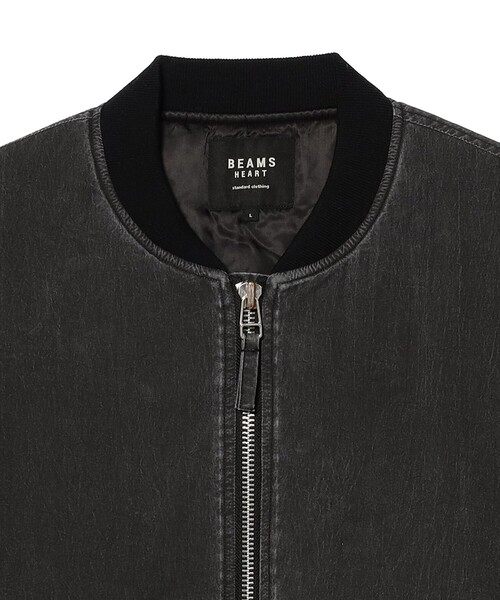 BEAMS HEART（ビームスハート）の「フェード ナイロン MA-1 ブルゾン（ライダースジャケット・メンズ・ブラック/オリーブ・LARGE/SMALL/MEDIUM）」の4枚目の写真