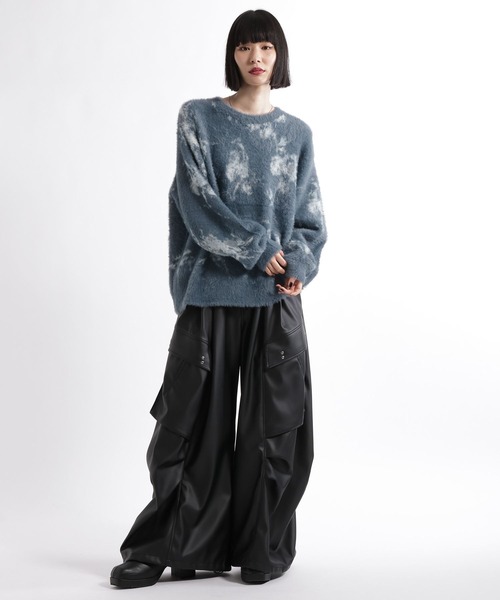 HARE(ハレ)の「フェザーシャギーフラワーARTニット(HARE)(ニット/セーター・メンズ・ブルー/グリーン/ホワイト/ブラック・FREE)」の21枚目の写真